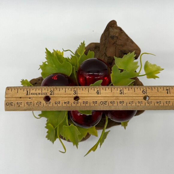 Vintage Lucite Grapes Red Burl Wood Mid Century Modern Decor Driftwood Acrylic - Picture 10 of 10